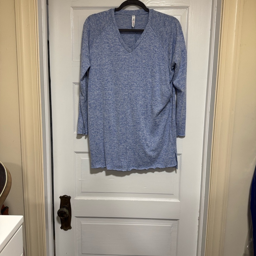 Latched Mama Heather Blue V-Neck Sweater